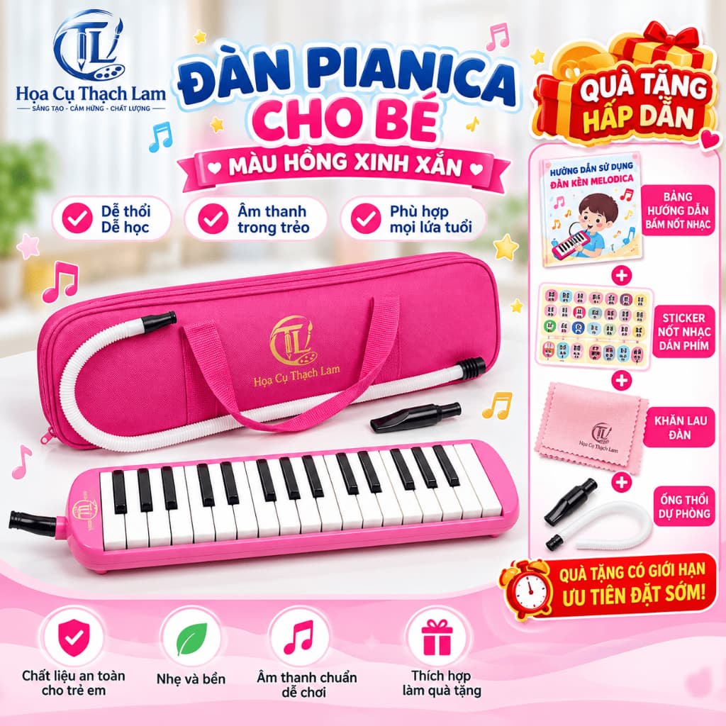 [Tặng sách tập đàn]Đàn Kèn Melodica 32 Phím Đầy Đủ Phụ Kiện Kèm Theo, Dễ Học Người Mới Bắt Đầu