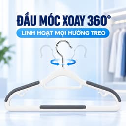 COMBO 20 Móc Treo Quần Áo Chống Trượt Xoay 360 JYoohome Móc Áo Nhựa Dẻo Chịu Lực Phơi Được Đồ Nặng 5