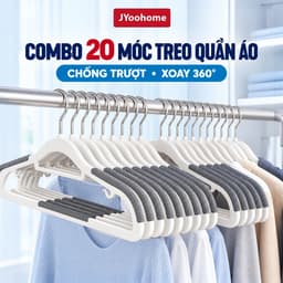 COMBO 20 Móc Treo Quần Áo Chống Trượt Xoay 360 JYoohome Móc Áo Nhựa Dẻo Chịu Lực Phơi Được Đồ Nặng 1