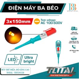 Bút thử điện 3x150mm, 4x200mm, độ sáng cao, không cần pin TOTAL THT292018 THT291518 1