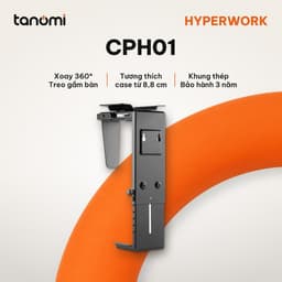 Giá treo CPU dưới bàn HyperWork CPH01 Tải 10 kg Xoay 360 độ Case 8,8-20,3 cm Hợp bàn nâng hạ Đen 1