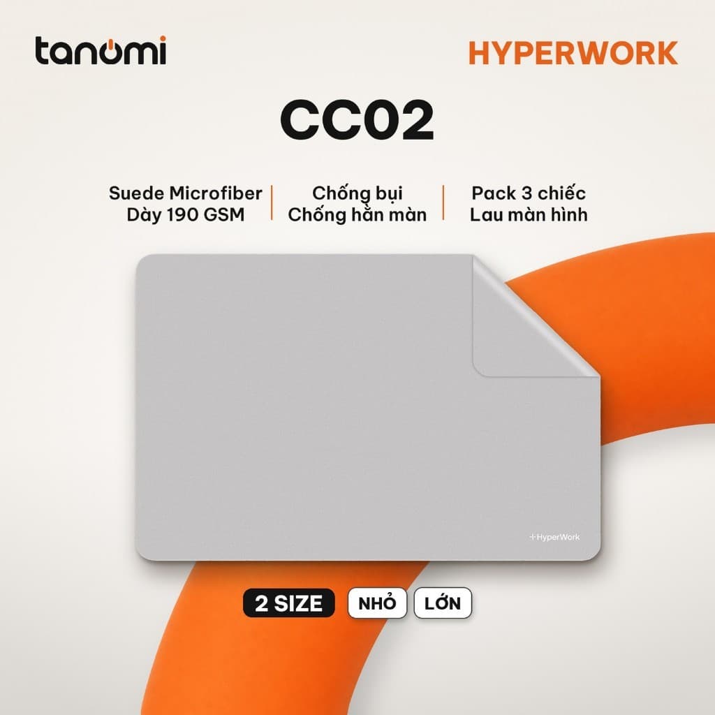 Khăn microfiber phủ bàn phím laptop HyperWork CC02 Hộp 3 chiếc Laptop 13-16 inch 190 GSM Chống hằn màn hình