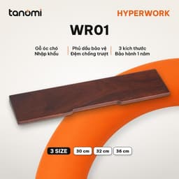 Kê tay bàn phím HyperWork Hybrid WR01 Gỗ óc chó Nhôm CNC Size 30 32 36 cm Đệm cao su chống trượt 1