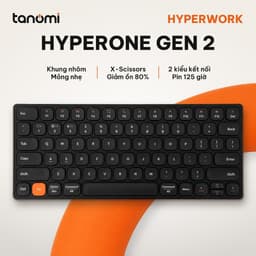 Bàn phím không dây HyperWork HyperOne Gen 2 Khung nhôm Bluetooth 5.1 295 gram Nhỏ gọn Kết nối 4 thiết bị Đen 1