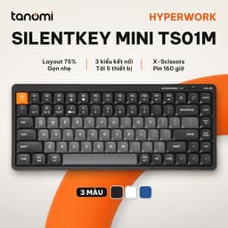 Bàn phím không dây HyperWork SilentKey Mini TS01M 84 phím Bỏ phím số Kết nối 5 thiết bị Gõ êm X-Scissors 1