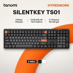 Bàn phím không dây HyperWork SilentKey TS01 Fullsize 110 phím Kết nối 5 thiết bị Pin 160 giờ Gõ êm X-Scissors 1