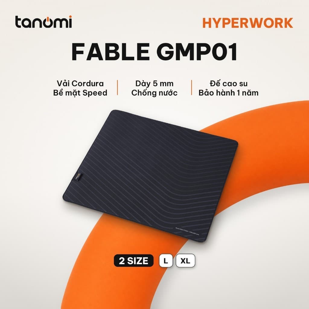 Pad chuột gaming HyperWork Fable Size L 45 cm và XL 90 cm Dày 5 mm Vải Cordura Chống nước Bề mặt Speed