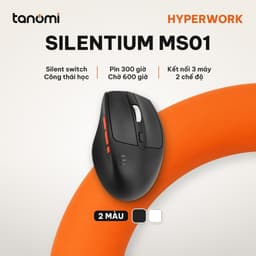 Chuột không dây HyperWork Silentium MS01 Công thái học Click im lặng Pin 300 giờ Kết nối 3 thiết bị DPI 2400 1