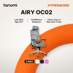 Ghế công thái học lưng lưới HyperWork Airy OC02 Lưới AeroMesh Tựa đầu 3D Kê tay 3D Mâm trượt 5 cm 1