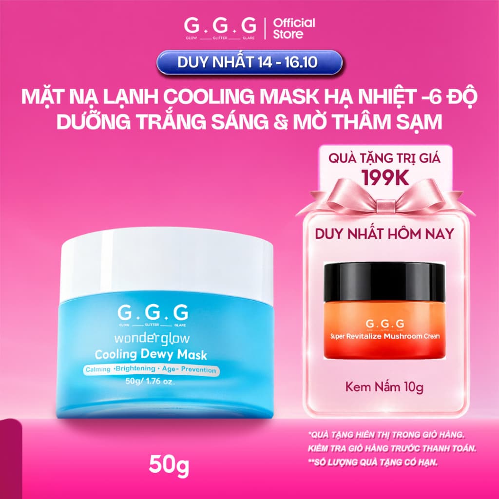 [SALE] Mặt Nạ Hạ Nhiệt Cooling Mask GGG - Dưỡng Sáng, Mờ Thâm Sạm & Giảm Kích Ứng Đỏ Rát Da G.G.G - 50g