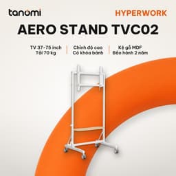 Giá treo tivi di động HyperWork Aero Stand TVC02 Tivi 37-75 inch Tải 70 kg Kệ gỗ Bánh xe có khoá 1