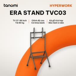 Giá treo tivi di động HyperWork Era Stand TVC03 Tivi 37-86 inch Tải 80 kg Kệ 10 kg Vân gỗ óc chó 1