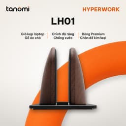Giá đỡ laptop HyperWork Premium Collection LH01 Dựng đứng Gỗ óc chó Nhôm Laptop dày 20-40 mm Chỉnh độ rộng khe 1