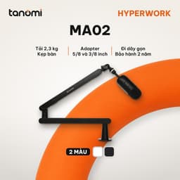 Giá đỡ microphone HyperWork MA02 Tải 2,3 kg Cột nâng tháo rời Khoang giấu dây Adapter 3/8 5/8 inch Kẹp bàn 1