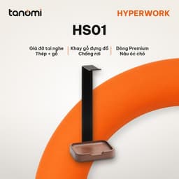 Giá đỡ tai nghe HyperWork Premium Collection HS01 Gỗ óc chó Nhôm Cao 265 mm Khay gỗ ở chân đế setup bàn làm việc 1