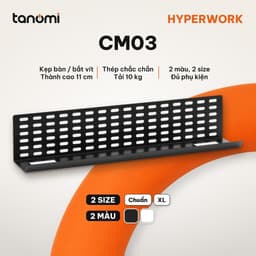 Khay đi dây HyperWork CM03 Size 60 cm và 80 cm Thép Tải 10 kg Kẹp bàn hoặc bắt vít Đáy vát 135 độ 1
