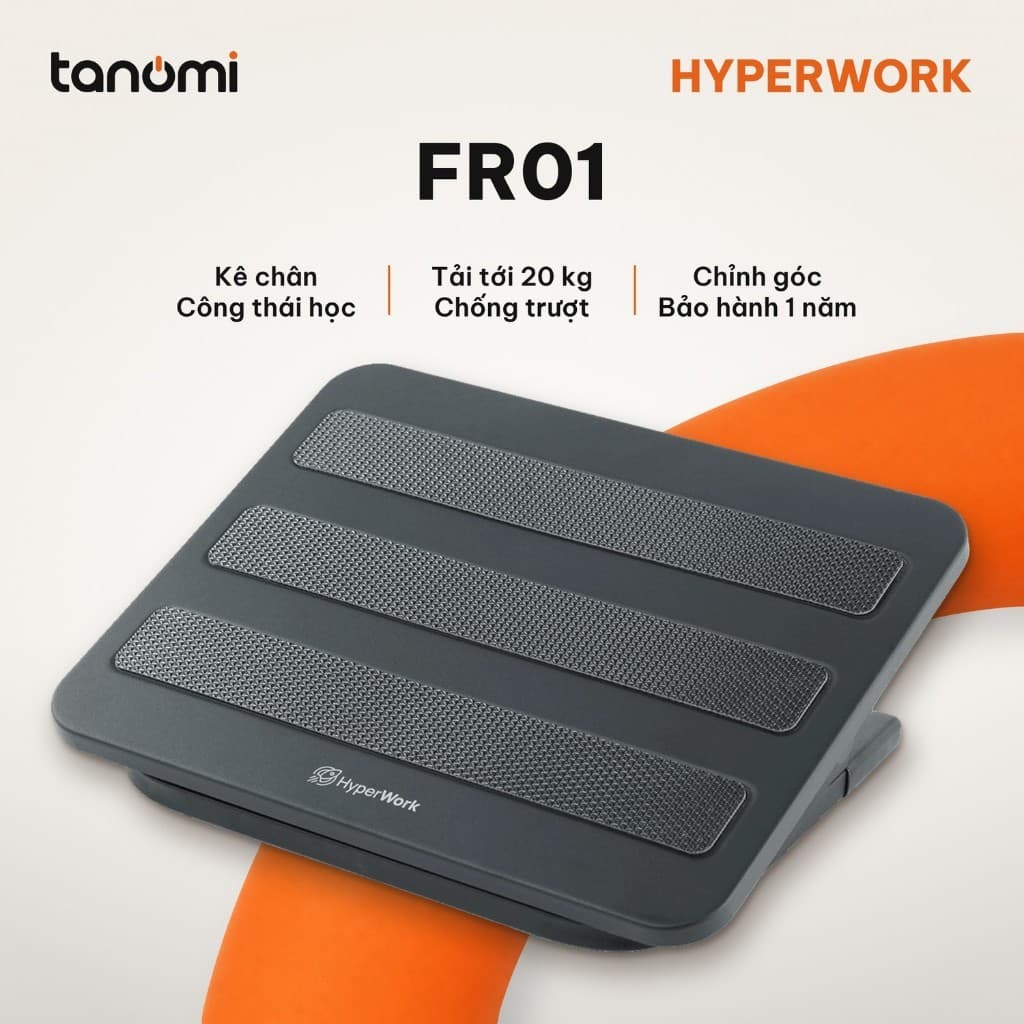 Kê chân công thái học HyperWork FR01 Thép Tải 20 kg Xoay +/- 20 độ Feet chống trượt Giảm mỏi chân