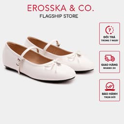 [EROSSKA] - Giày mary jane nữ mũi tròn phối nơ bản nhỏ thanh lịch phong cách balletcore - EL152 1