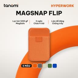 Ví nam châm điện thoại HyperWork MagSnap Flip Lực hút 1200 gF 4 thẻ Làm đế dựng Chuẩn MagSafe Gập mở 150 độ 1