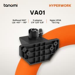 Đầu chuyển Ballhead cho ngàm VESA HyperWork VA01 VESA 75x75 100x100 mm Tải 3 kg Xoay 360 độ Đệm cao su 1