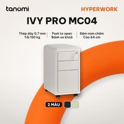Tủ tài liệu thép di động 3 ngăn HyperWork Ivy Pro MC04 3 ngăn Nóc tải 150 kg Push to Open Đệm ngồi nam châm 1