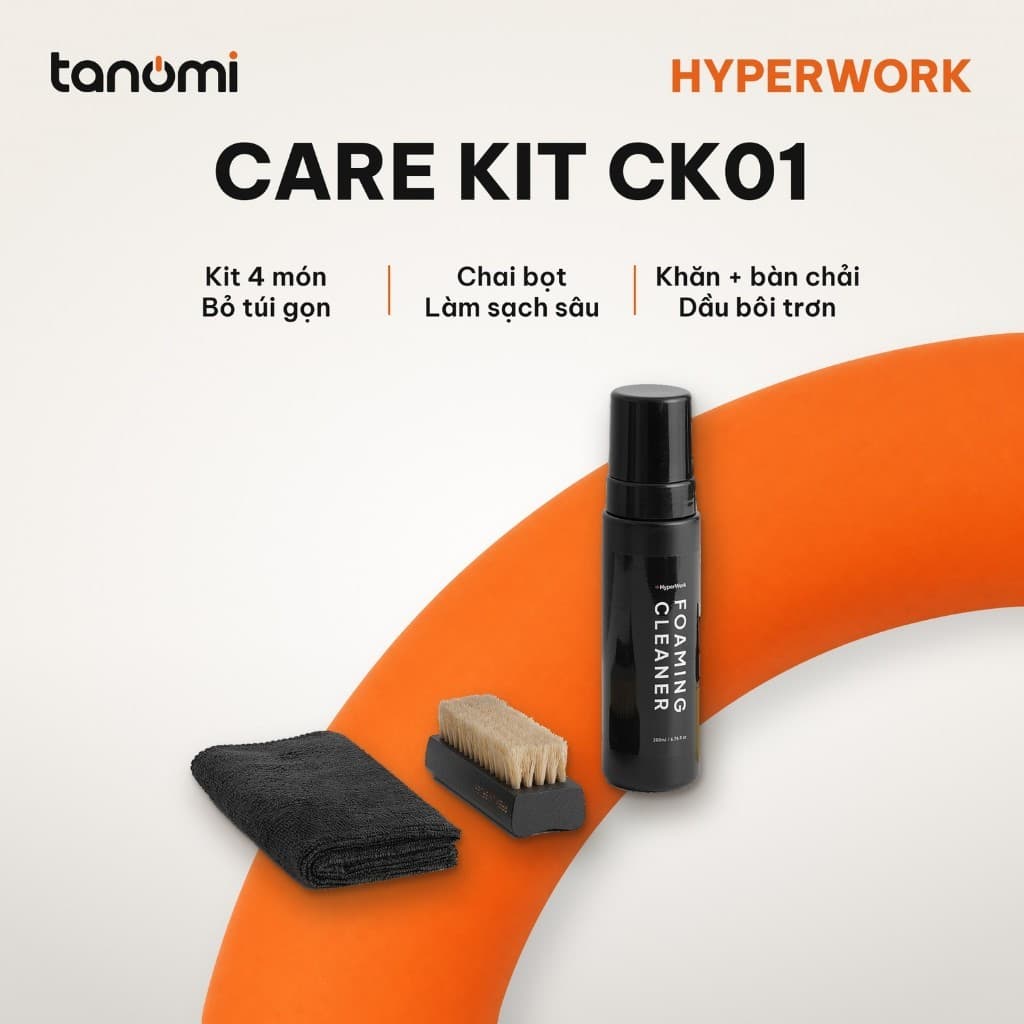 Bộ vệ sinh đa năng HyperWork Care Kit CK01 Bộ 4 món Xịt bọt 200 ml Dầu bôi trơn 10 ml Khăn Bàn chải