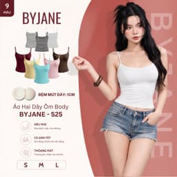 ( KO MÚT / KÈM MÚT) Áo Hai Dây Bản Nhỏ Phong Cách Cá Tính Co Dãn 4 Chiều BYJANE - 525 1