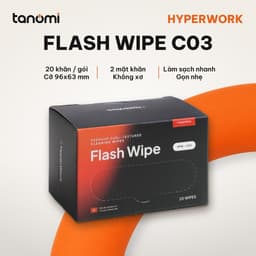 Khăn làm sạch nhanh HyperWork Flash Wipe C03 Gói 20 chiếc 96x63 mm 2 mặt lau Vải không dệt Không xơ 1