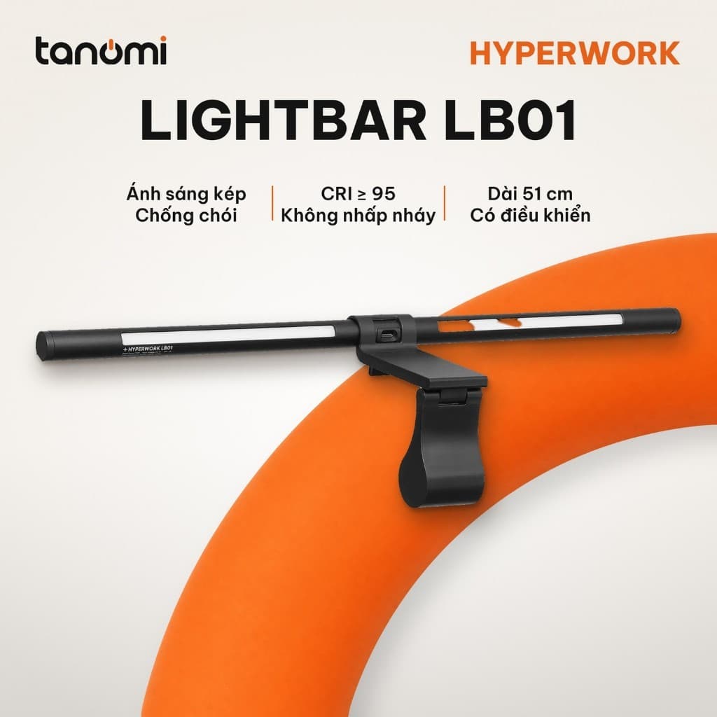 Đèn treo màn hình HyperWork LightBar LB01 Đèn kép trước sau CRI 95 136 LED Điều khiển không dây Chống chói Đen