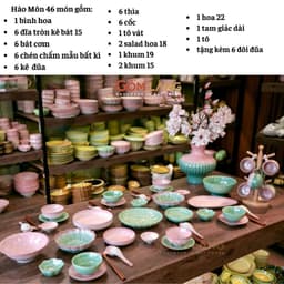 Bộ Bát Đĩa Hào Môn 46 Món Gốm Làng Bát Tràng Men Hỏa Biến Cao Cấp Cho Gia Đình 4-6 Người 2