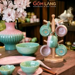 Bộ Bát Đĩa Hào Môn 46 Món Gốm Làng Bát Tràng Men Hỏa Biến Cao Cấp Cho Gia Đình 4-6 Người 3