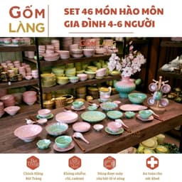 Bộ Bát Đĩa Hào Môn 46 Món Gốm Làng Bát Tràng Men Hỏa Biến Cao Cấp Cho Gia Đình 4-6 Người 1