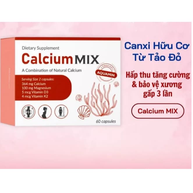Calcium Mix hộp 60 Viên- Canxi Tảo Biển Đỏ Cho Bà Bầu Dễ Hấp Thu,hỗ trợ xương chắc khỏe răng chắc khỏe> BUN BUN SHOP 20