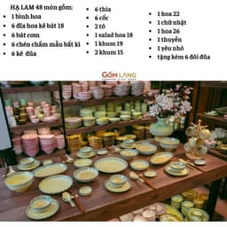 Bộ Bát Đĩa Hạ Lam 48 Món Gốm Làng Bát Tràng Men Hỏa Biến Cao Cấp Cho Gia Đình 4-6 Người An Toàn Sức Khỏe 2