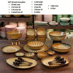 Bộ Bát Đĩa Hoàng Kim 28 Món Gốm Làng Bát Tràng Men Hỏa Biến Cao Cấp Cho Gia Đình 6-10 Người 2