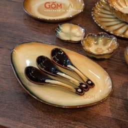 Bộ Bát Đĩa Hoàng Kim 28 Món Gốm Làng Bát Tràng Men Hỏa Biến Cao Cấp Cho Gia Đình 6-10 Người 5
