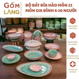 Bộ Bát Đĩa Hào Môn 22 Món Gốm Làng Bát Tràng Men Hỏa Biến Cao Cấp Cho Gia Đình 6-10 Người 1