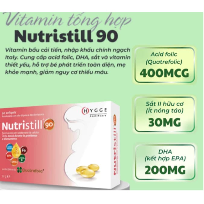 Nutristill 90 (hộp 30 viên) Vitamin Bầu,Bổ Sung Acid Folic,DHA,EPA,Vitamin Cho Mẹ Mang Thai,Cho Con Bú> BUN BUN SHOP 20