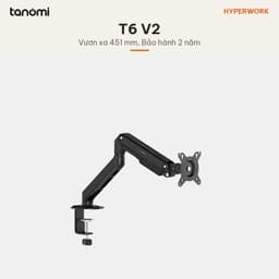 Giá đỡ màn hình HyperWork T6 V2 1 màn 17-32 inch 2-9 kg Piston Hyper Lift Chỉnh kháng lực VESA 75x75 100x100 mm 7