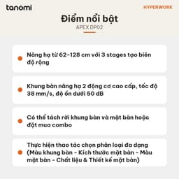 Bàn nâng hạ HyperWork Apex DP02 2 động cơ 3 stage Tải 100 kg Nâng 62-128 cm bàn đứng làm việc bàn nâng hạ điện 8