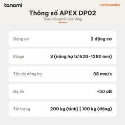 Bàn nâng hạ HyperWork Apex DP02 2 động cơ 3 stage Tải 100 kg Nâng 62-128 cm bàn đứng làm việc bàn nâng hạ điện 7
