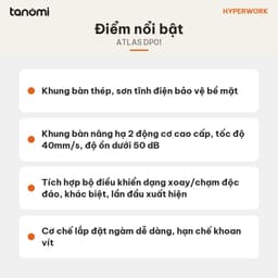 Khung bàn nâng hạ HyperWork Atlas DP01 2 động cơ Tải 120 kg Nâng 60-126 cm Điều khiển xoay chân bàn nâng hạ 9