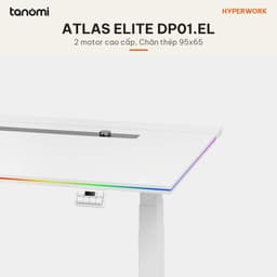 Bàn nâng hạ HyperWork Atlas Elite DP01.EL 2 động cơ Mặt 160x82 cm LED RGB Inline Power bàn đứng làm việc 3