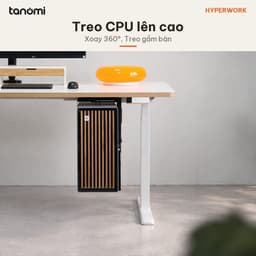 Giá treo CPU dưới bàn HyperWork CPH01 Tải 10 kg Xoay 360 độ Case 8,8-20,3 cm Hợp bàn nâng hạ Đen 4