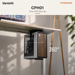 Giá treo CPU dưới bàn HyperWork CPH01 Tải 10 kg Xoay 360 độ Case 8,8-20,3 cm Hợp bàn nâng hạ Đen 7