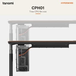 Giá treo CPU dưới bàn HyperWork CPH01 Tải 10 kg Xoay 360 độ Case 8,8-20,3 cm Hợp bàn nâng hạ Đen 6