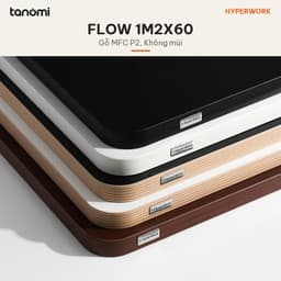 Mặt bàn gỗ MFC bo góc HyperWork Flow 1m2 1m4 1m6 Bo 4 góc Gỗ MFC P2 Cạnh sau vát đi dây mặt bàn làm việc 2