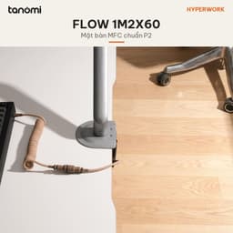 Mặt bàn gỗ MFC bo góc HyperWork Flow 1m2 1m4 1m6 Bo 4 góc Gỗ MFC P2 Cạnh sau vát đi dây mặt bàn làm việc 5