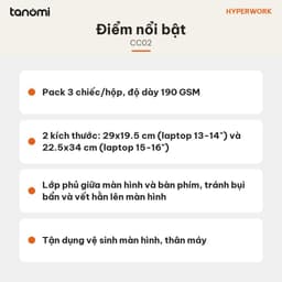 Khăn microfiber phủ bàn phím laptop HyperWork CC02 Hộp 3 chiếc Laptop 13-16 inch 190 GSM Chống hằn màn hình 8