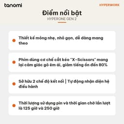 Bàn phím không dây HyperWork HyperOne Gen 2 Khung nhôm Bluetooth 5.1 295 gram Nhỏ gọn Kết nối 4 thiết bị Đen 5